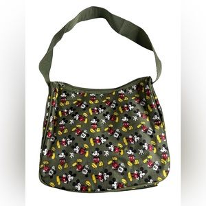 Green Mickey Mouse All Over Print Shoulder Bag Purse